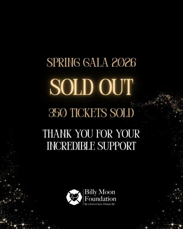 ✨Our Spring Gala is officially sold out!

350 tickets...350 people coming together to support a mission that truly matters.

We are beyond grateful for the love and support from this incredible community, none of this would be possible without you.

We can’t wait to share this special night with you and continue honoring Billy’s legacy together. ✨

#BillyMoonFoundation #nonprofit #OrganDonation  #DonateLife